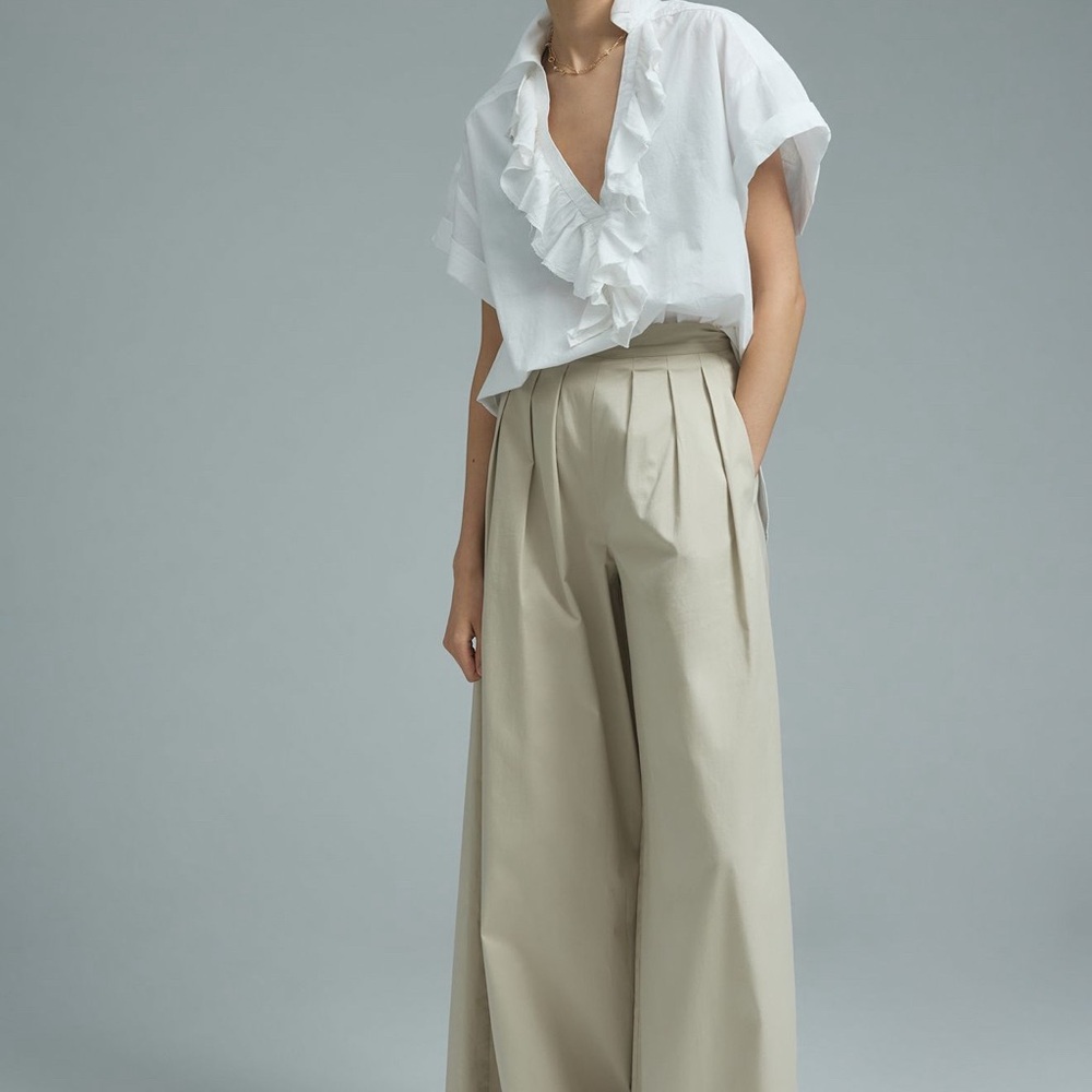 Anthropologie Pilcro Short-Sleeved Ruffle Blouse
